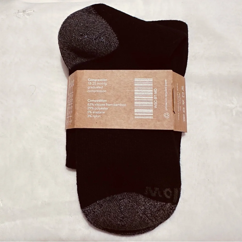 Wellow | Socks | Wide Calf Compression Socks | Black Charcoal
